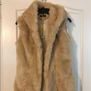 Faux fur long vest
